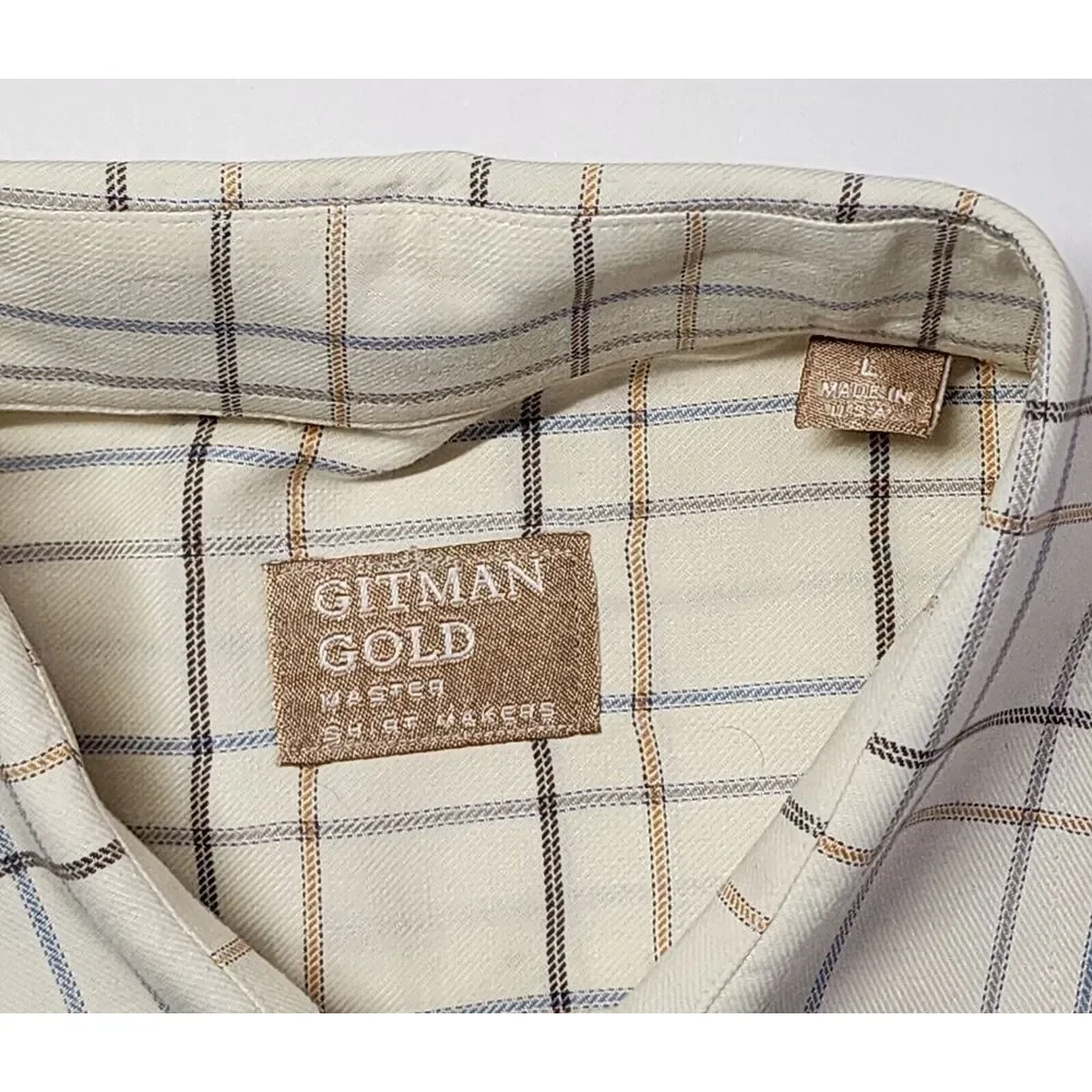 Gitman Gold Mens Size L Made in USA Long Sleeve Button‎ Down Shirt